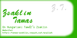 zsaklin tamas business card